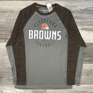Cleveland Browns T-Shirt NWT NFL Team Apparel Football Mens M Long Sleeve Raglan